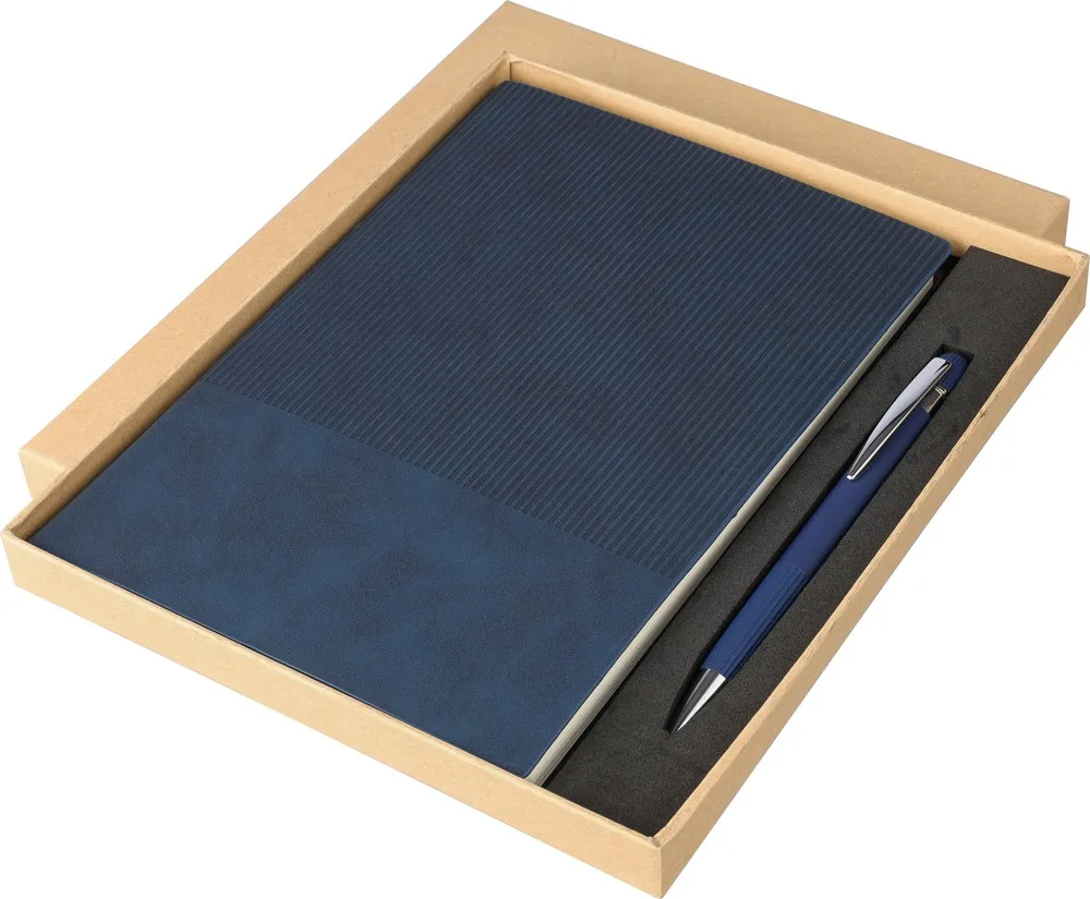 Gerecycled PU-notitieboek A5 en balpenset Tarek productfoto 5 - Hidalgo Gerecycled PU-notitieboek (A5) en balpenset Tarek — productfoto 5