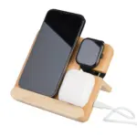 Draadloze oplader Tribu | Gerecycled bamboe | 3-in-1 — productfoto 3