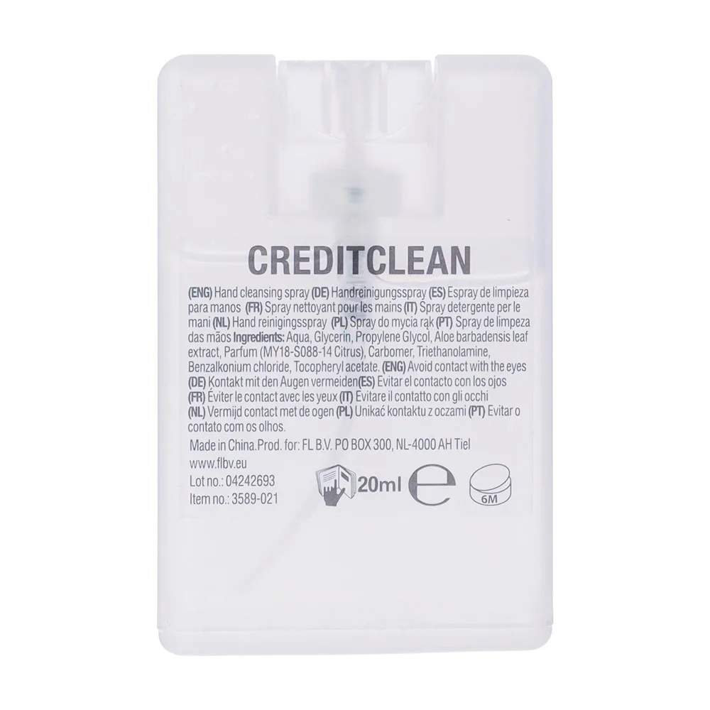 Hand Sanitiser Creditclean Printed Alcohol-free Slim 20ml — product photo 8