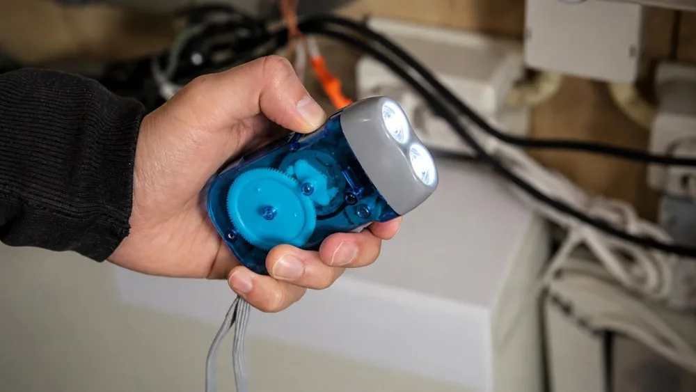 Dynamo-Taschenlampe Tristan bedrucken batterielos ABS klein — Produktfoto 12