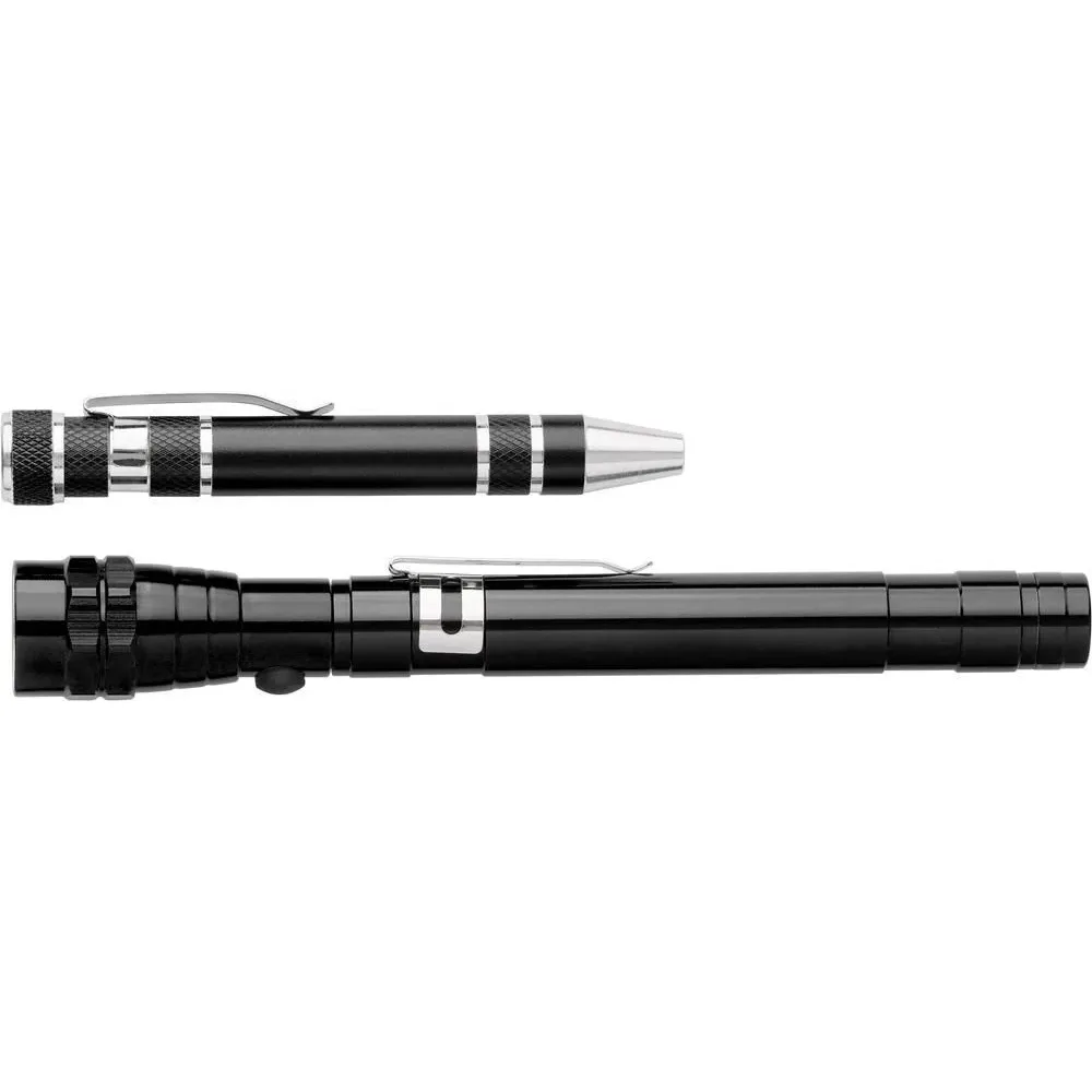 Zaklamp en schroevendraaier Olivia | Aluminium | 2-in-1 zwart - Hidalgo Zaklamp en schroevendraaier Olivia | Aluminium | 2-in-1, zwart