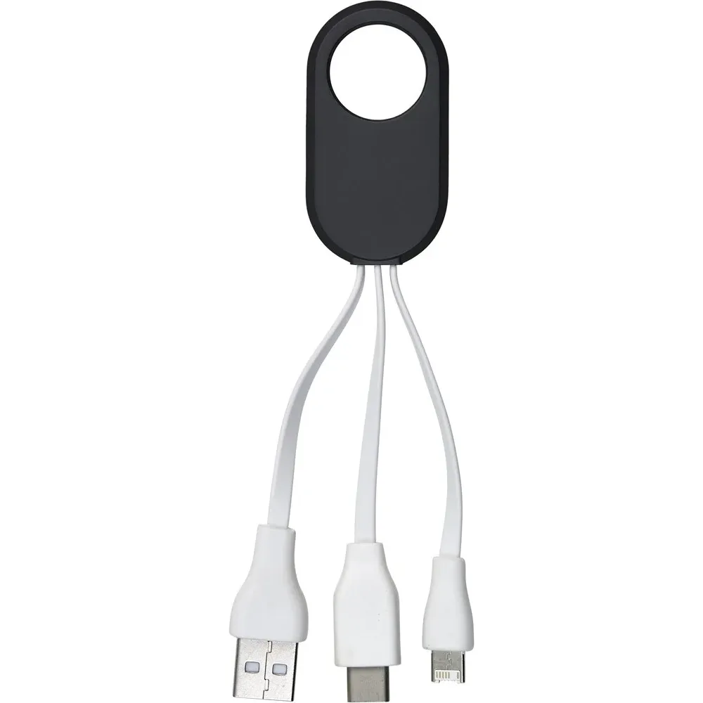 Oplaadkabel Pilar | 3-in-1 zwart - Hidalgo-werbeartikel Oplaadkabel Pilar | 3-in-1, zwart