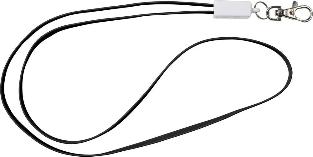 Keycord met oplaadkabel Marguerite | 3-in-1 zwart - Hidalgo-werbeartikel Keycord met oplaadkabel Marguerite | 3-in-1, zwart