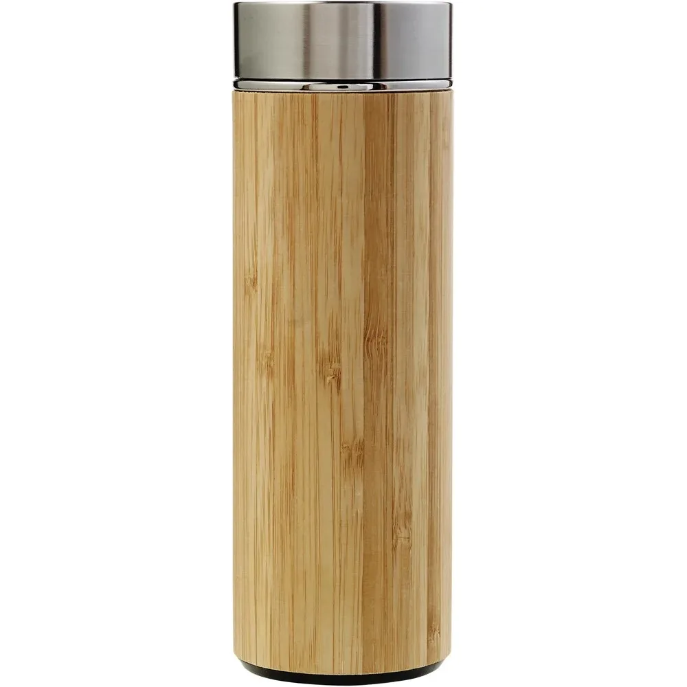 Drinkfles Yara | Rvs en bamboe | 420 ml | Thee-infuser