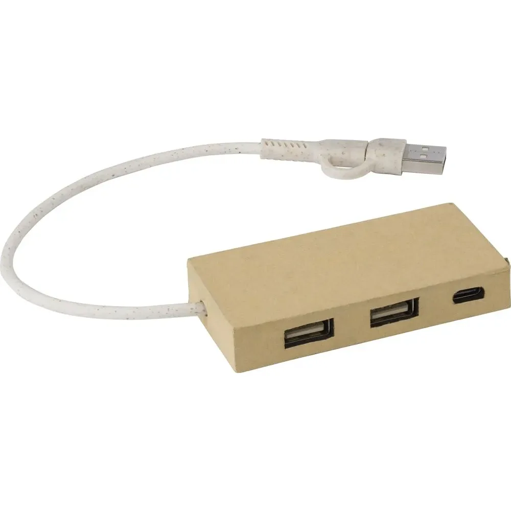 Aluminium en gerecycled papier USB-hub Paulo