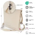 FARO – Canvas schoudertas met overslag en verstelbare draagriem — productfoto 3