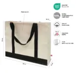MARBELLA – Grote canvas tas met bodem- en zijvouw, voorzien van een voorvak — productfoto 3