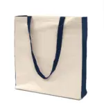 PALMA Tas met bodem- en zijvouwen natureldonkerblauw - Hidalgo-werbeartikel PALMA – Tas met bodem- en zijvouwen, naturel/donkerblauw