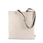 ANTWERPEN – Canvas tas met lange tweekleurige hengsels, naturel/zwart