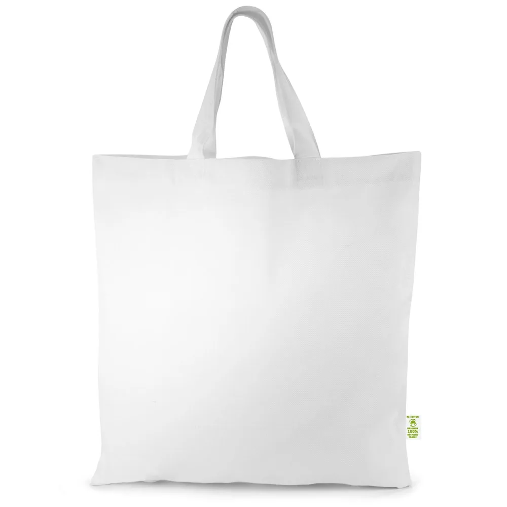 TRIER Tas gemaakt van zwaar gerecycled katoen met korte handvatten wit - Katoenendraagtassen TRIER – Tas gemaakt van zwaar gerecycled katoen met korte handvatten, wit