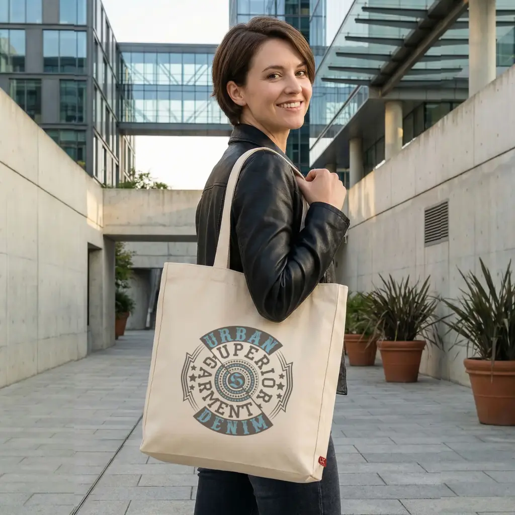 TORONTO – Canvas bag with bottom and side gussets and long handles – ecru