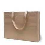 MADRID – Grote shopper van kraftpapier en PP non-woven, zandkleurig
