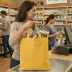 KAPSTADT – Cotton bag with short handles – yellow