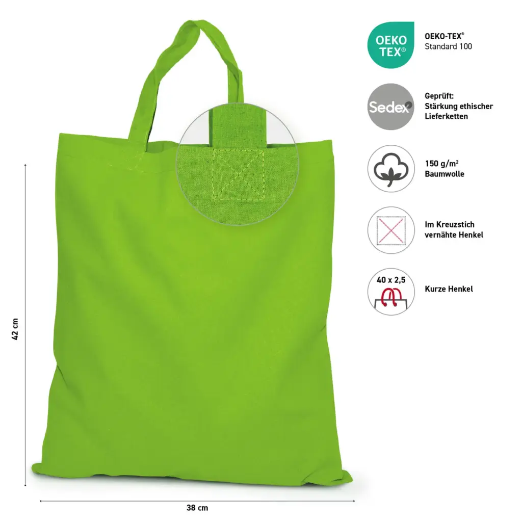 KAPSTADT – Cotton bag with short handles – light green