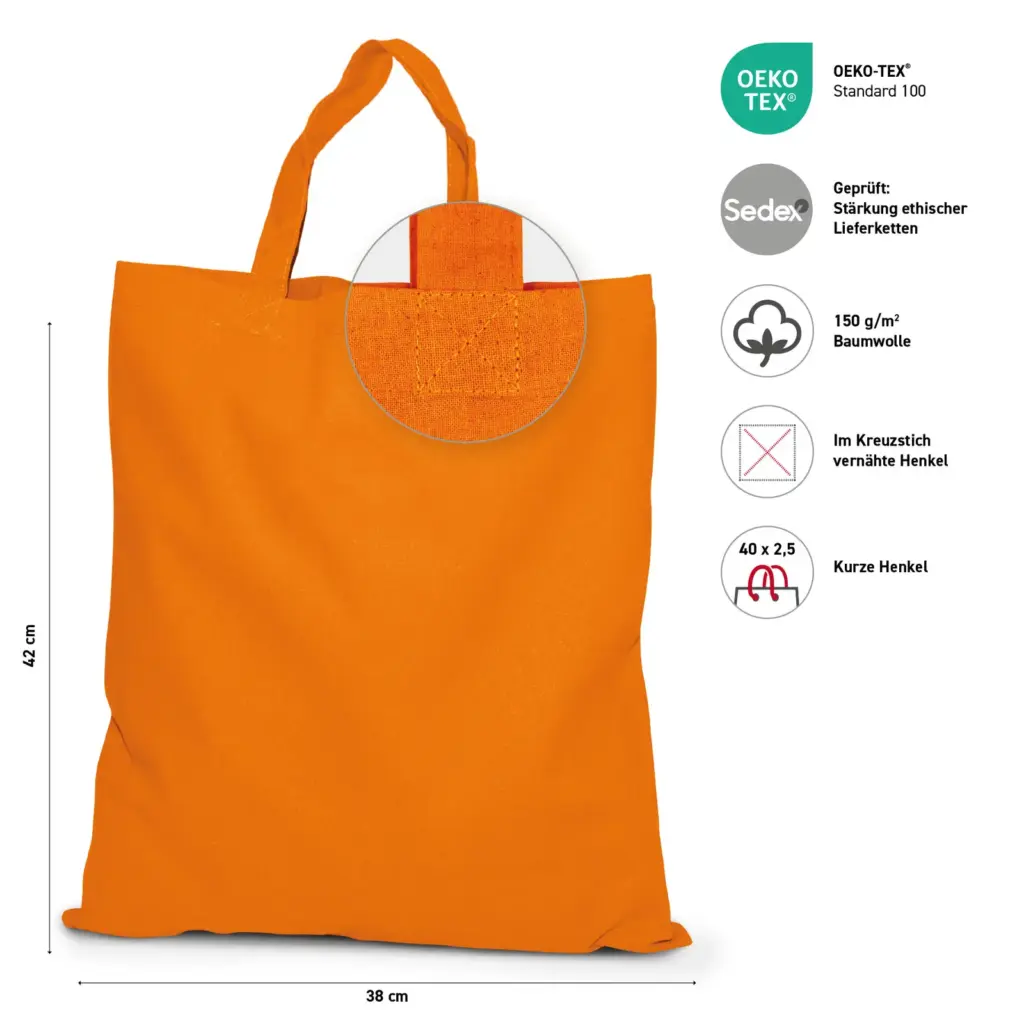 KAPSTADT – Cotton bag with short handles – orange