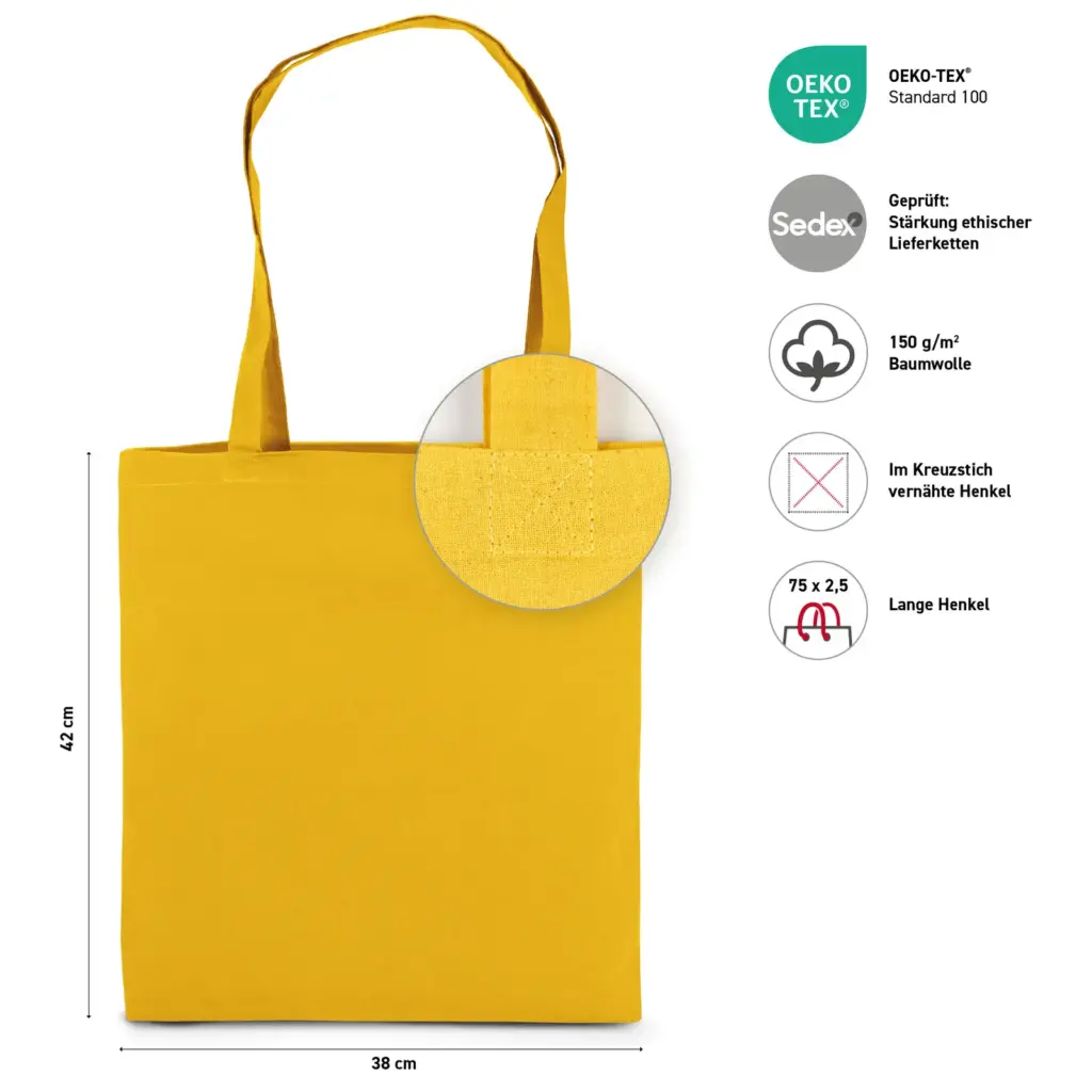RIAD – Cotton bag with long handles – yellow