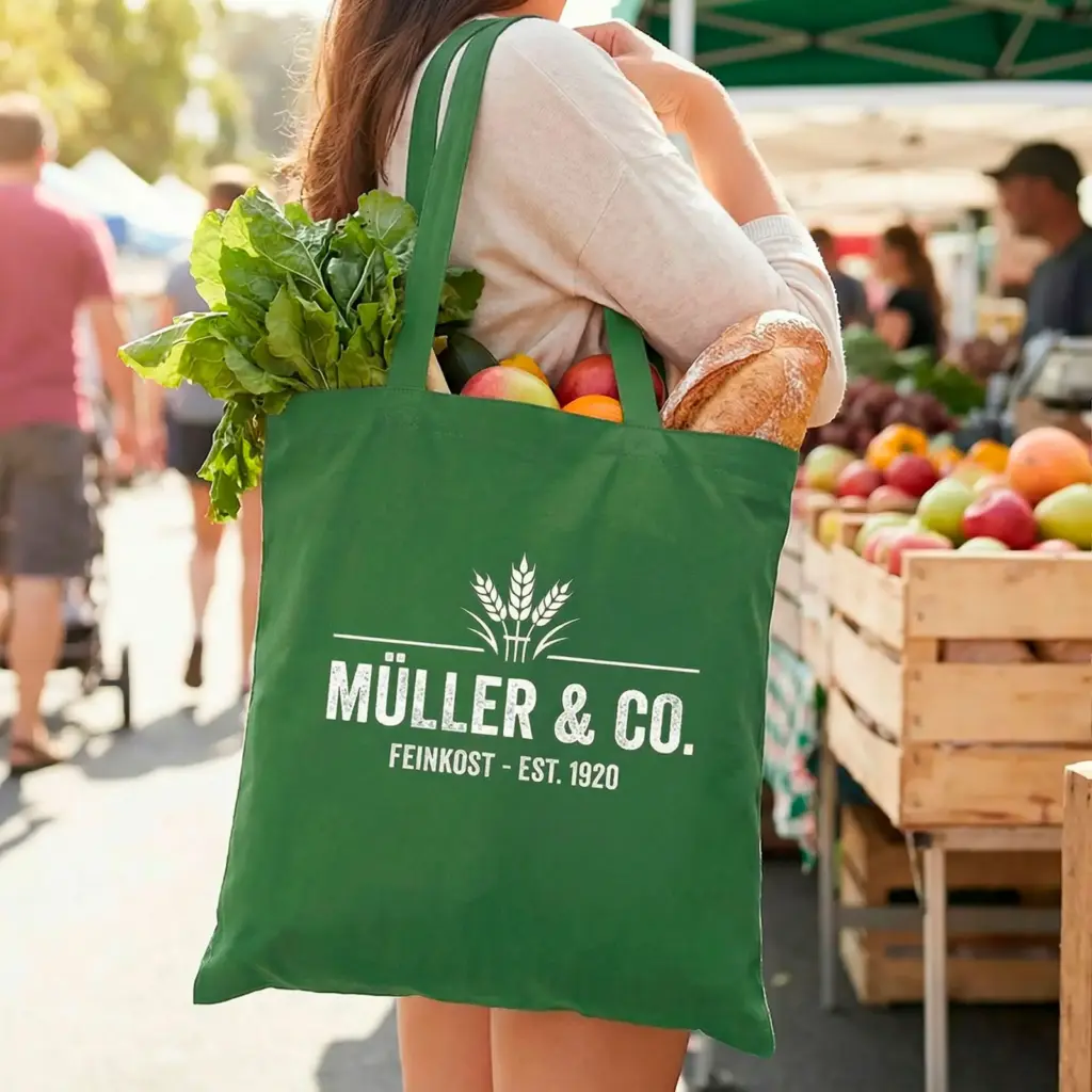 RIAD – Cotton bag with long handles – grass green