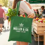 RIAD – Cotton bag with long handles – grass green