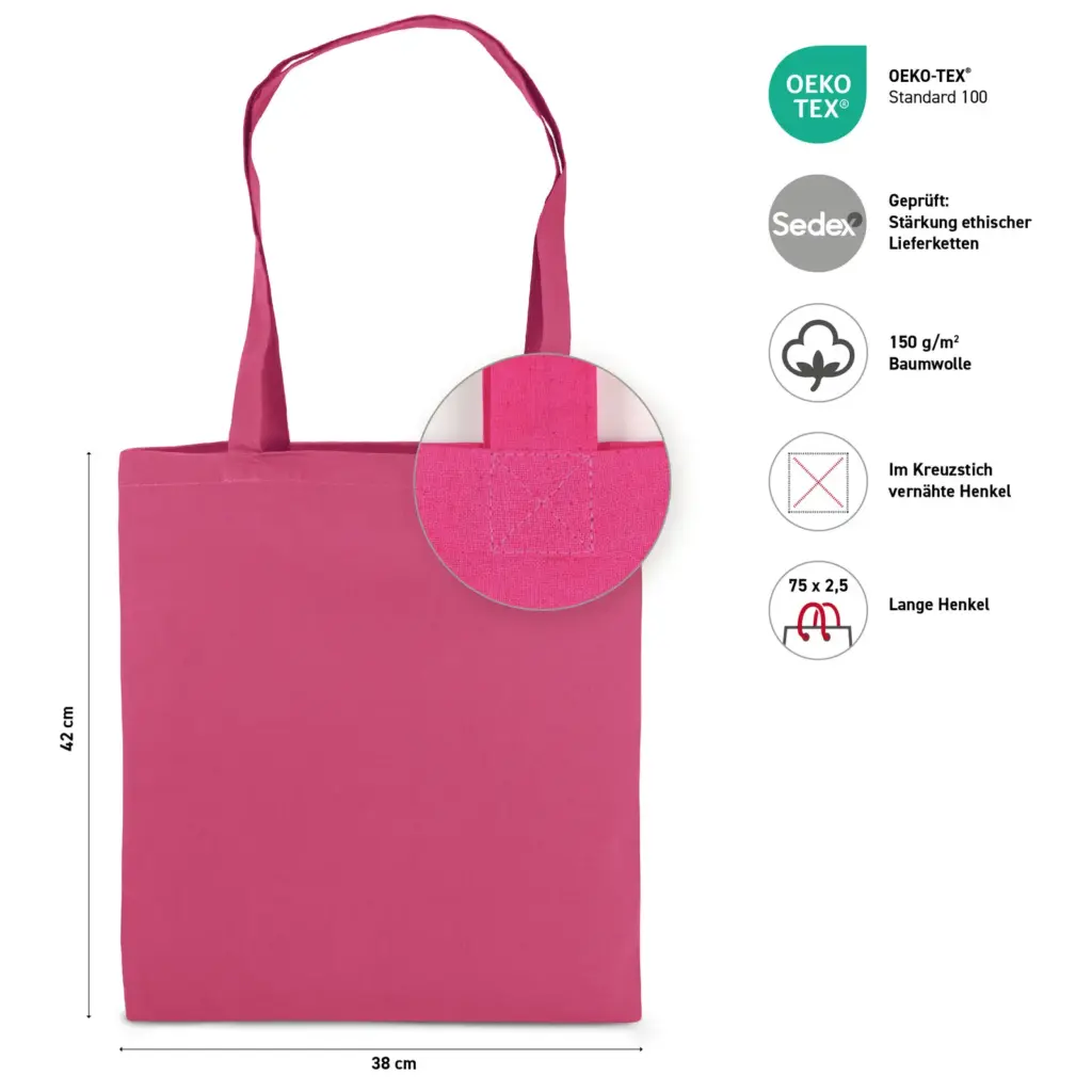 RIAD – Cotton bag with long handles – magenta