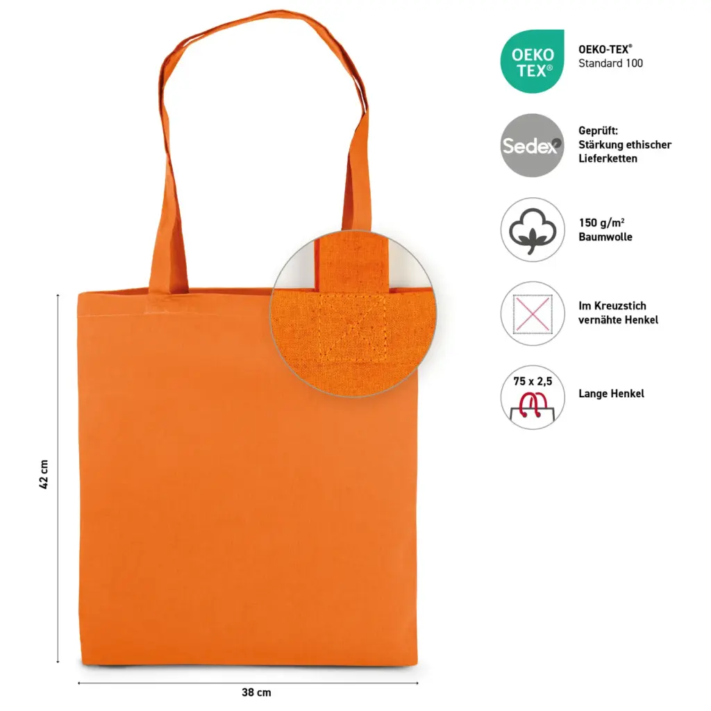 RIAD – Cotton bag with long handles – orange
