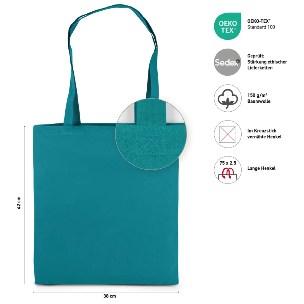 RIAD – Cotton bag with long handles – petrol