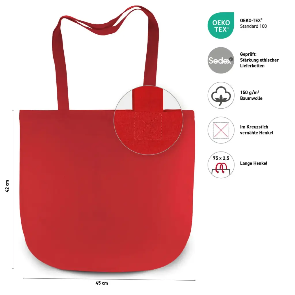 NEW YORK – Cotton bag with round bottom – red