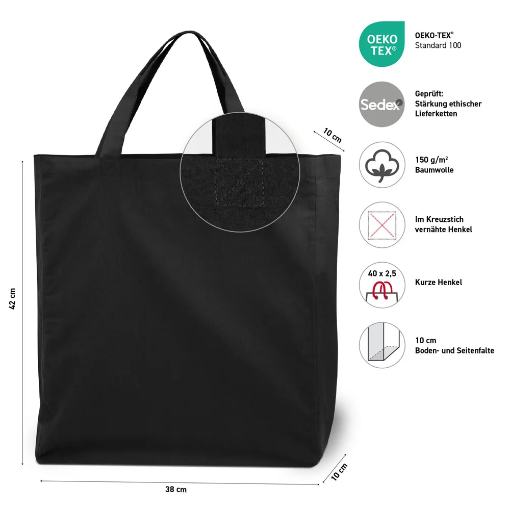 SHANGHAI Katoenen tas met bodem- en zijvouw productfoto 7 - Hidalgo-werbeartikel SHANGHAI – Katoenen tas met bodem- en zijvouw — productfoto 7