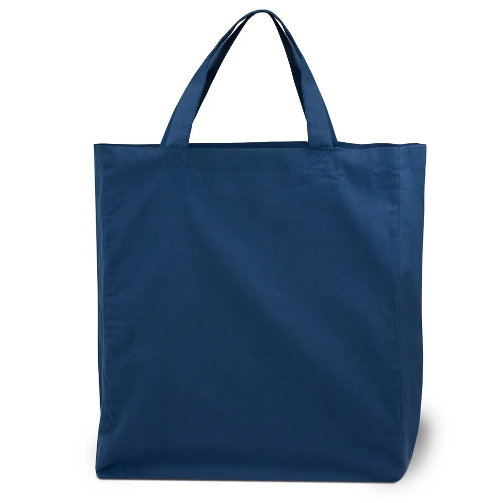 SHANGHAI Katoenen tas met bodem- en zijvouw marineblauw - Hidalgo-werbeartikel SHANGHAI – Katoenen tas met bodem- en zijvouw, marineblauw