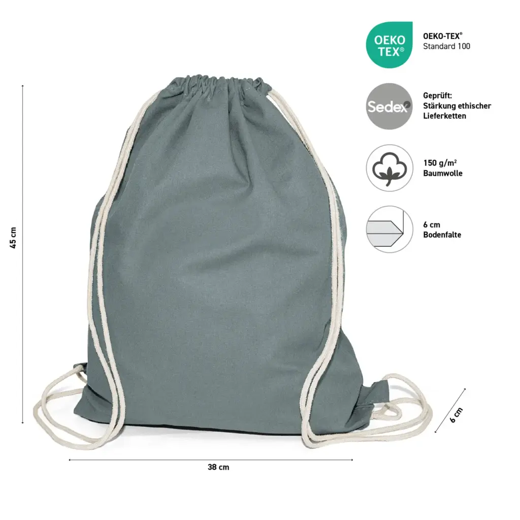 BOSTON – Cotton backpack with drawstring closure – grey
