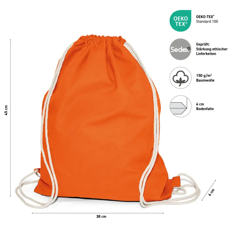 BOSTON – Cotton backpack with drawstring closure – orange