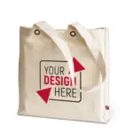 LANTAU – Canvas-Tasche mit Boden- und Seitenfalte sowie Metallösen – natur