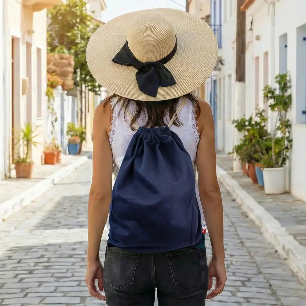 DURBAN – Cotton canvas backpack with drawstring closure – night blue