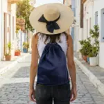 DURBAN – Cotton canvas backpack with drawstring closure – night blue