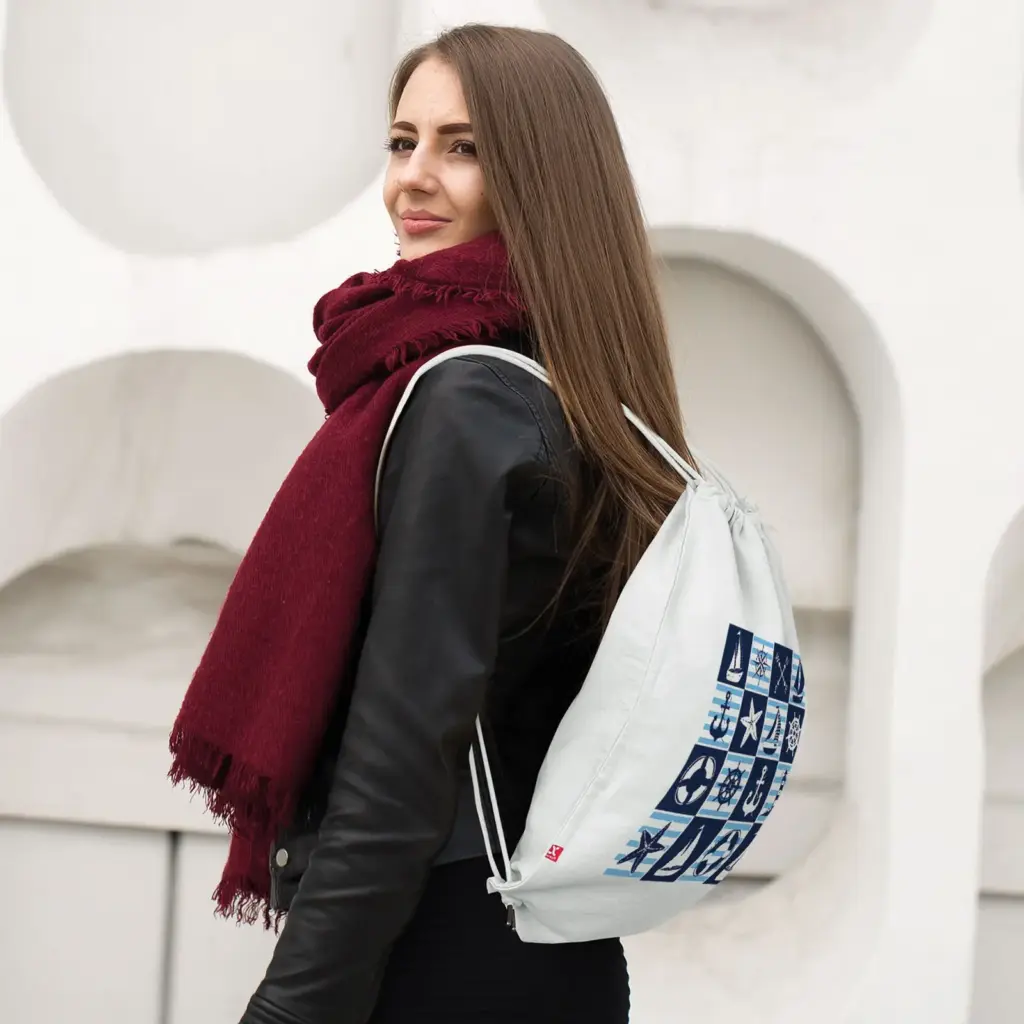 DURBAN – Cotton canvas backpack with drawstring closure – white