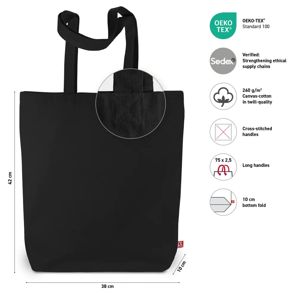 MELBOURNE Canvas tas met bodemvouw en lange hengsels productfoto 10 - Hidalgo-werbeartikel MELBOURNE – Canvas tas met bodemvouw en lange hengsels — productfoto 10