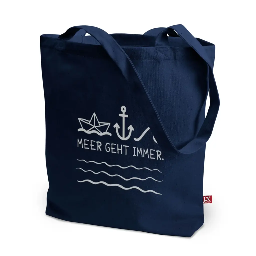 MELBOURNE – Canvas tas met bodemvouw en lange hengsels – donkerblauw