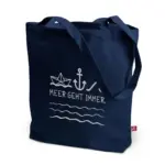 MELBOURNE – Canvas tas met bodemvouw en lange hengsels – donkerblauw