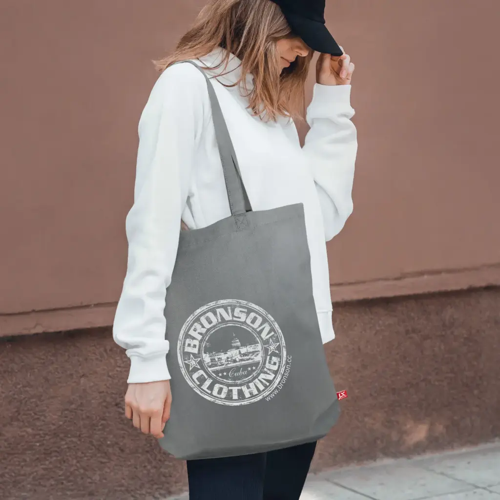 MELBOURNE – Canvas tas met bodemvouw en lange hengsels – grijs