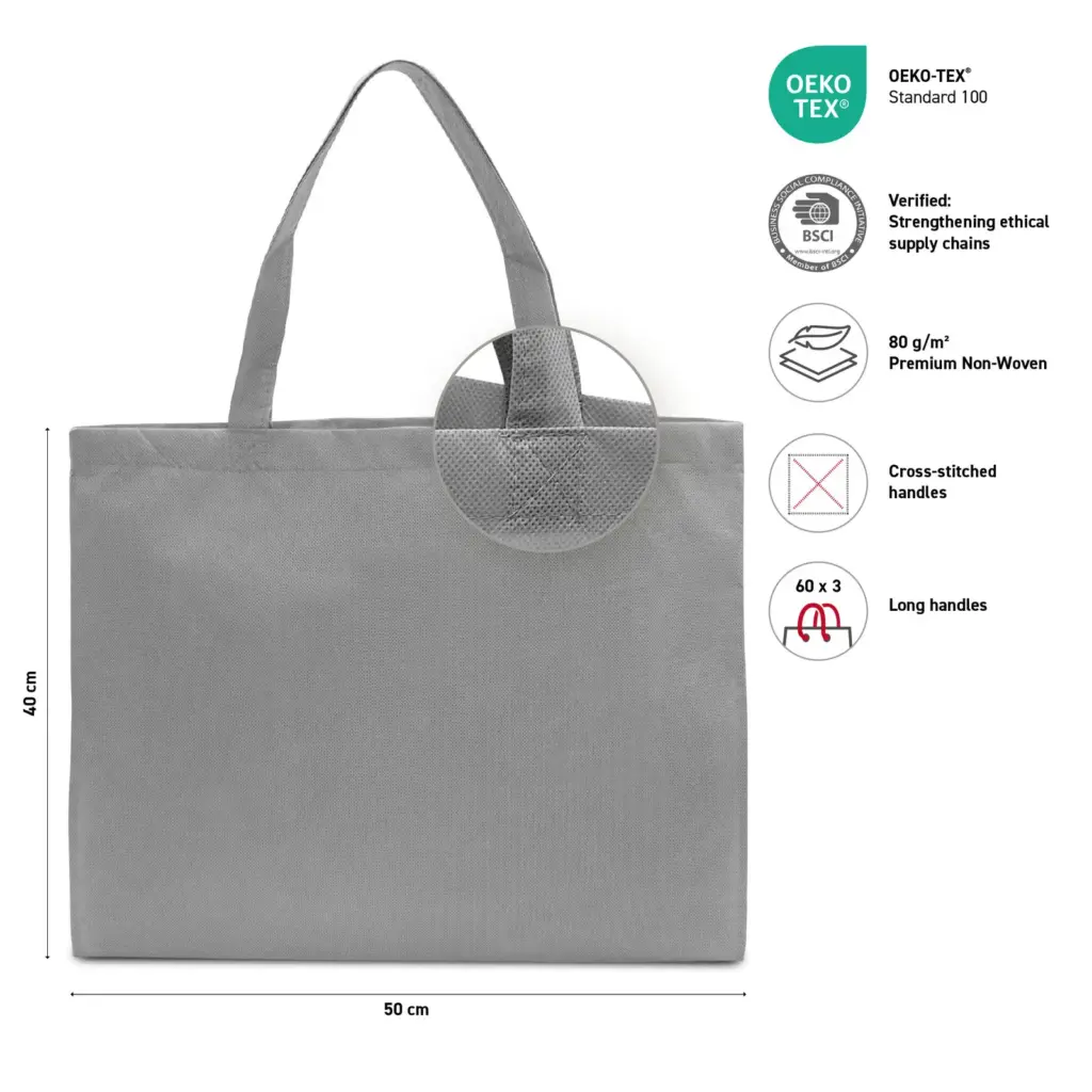 ZURICH – Grote shopper met lange handvatten – grijs