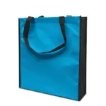 LISBOA – Shopper met bodem- en zijvouw, lichtblauw / zwart