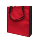 LISBOA – Shopper met bodem- en zijvouw, rood / zwart