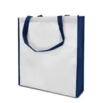 LISBOA – Shopper met bodem- en zijvouw, wit/marineblauw