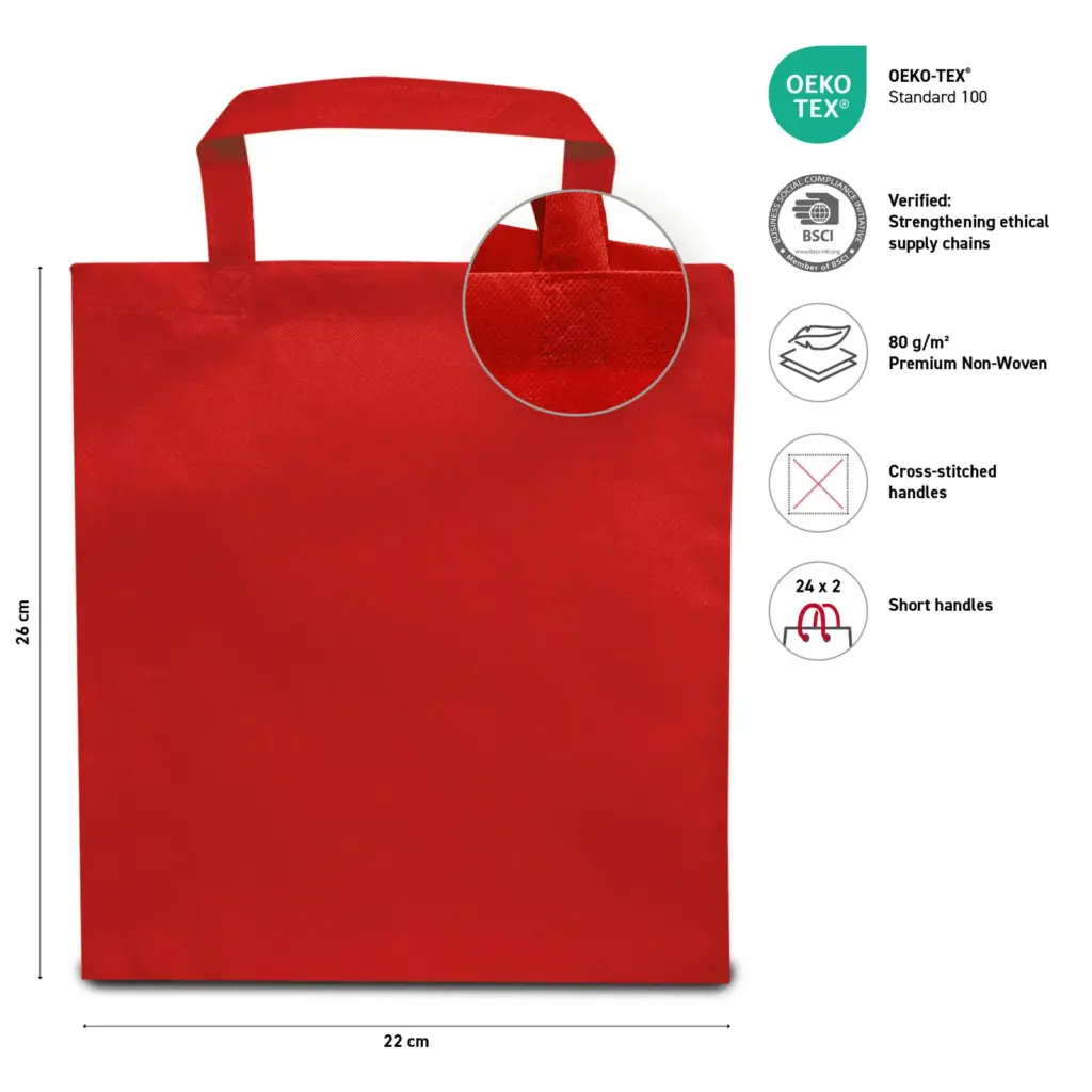 PRAG – Small tote bag with short handles – red