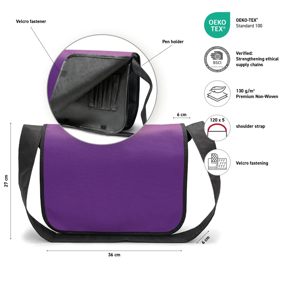 Messenger Bag College bedrucken reißfest Vlies groß — Produktfoto 20