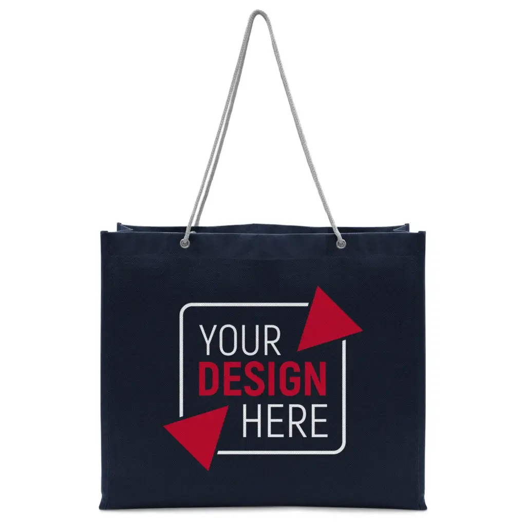 MILANO – Tote bag with silver cord handles – dark blue