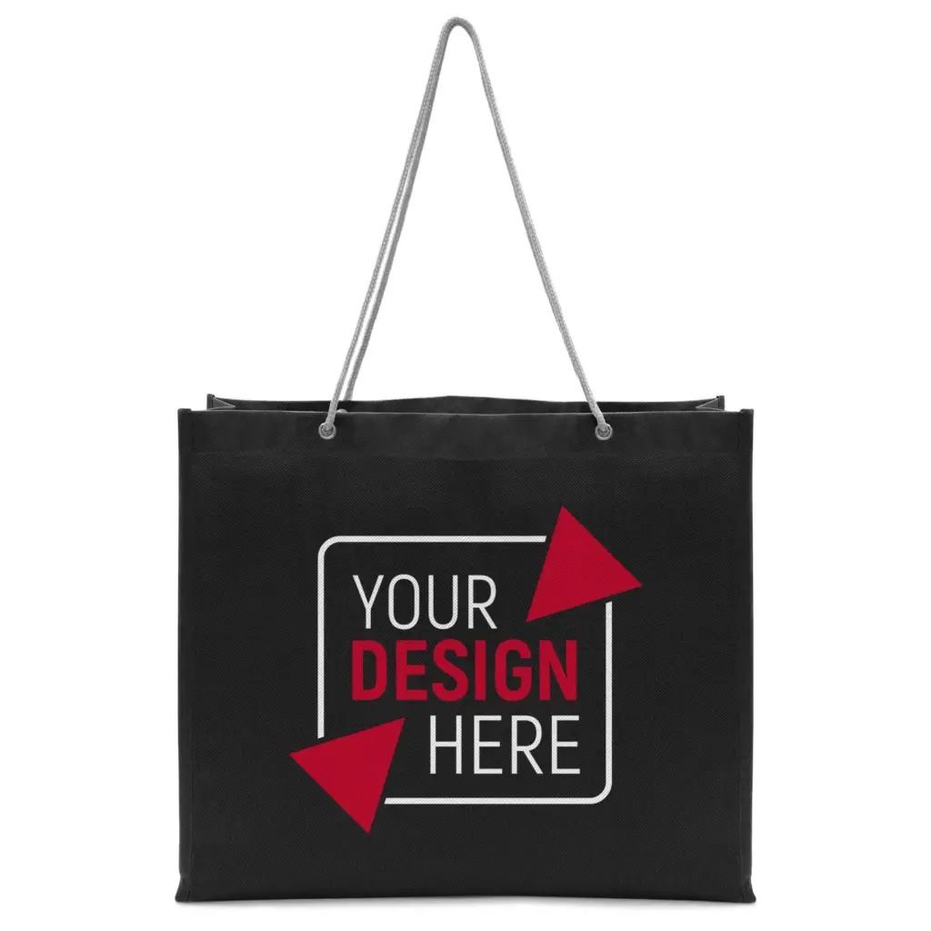 MILANO – Tote bag with silver cord handles – black