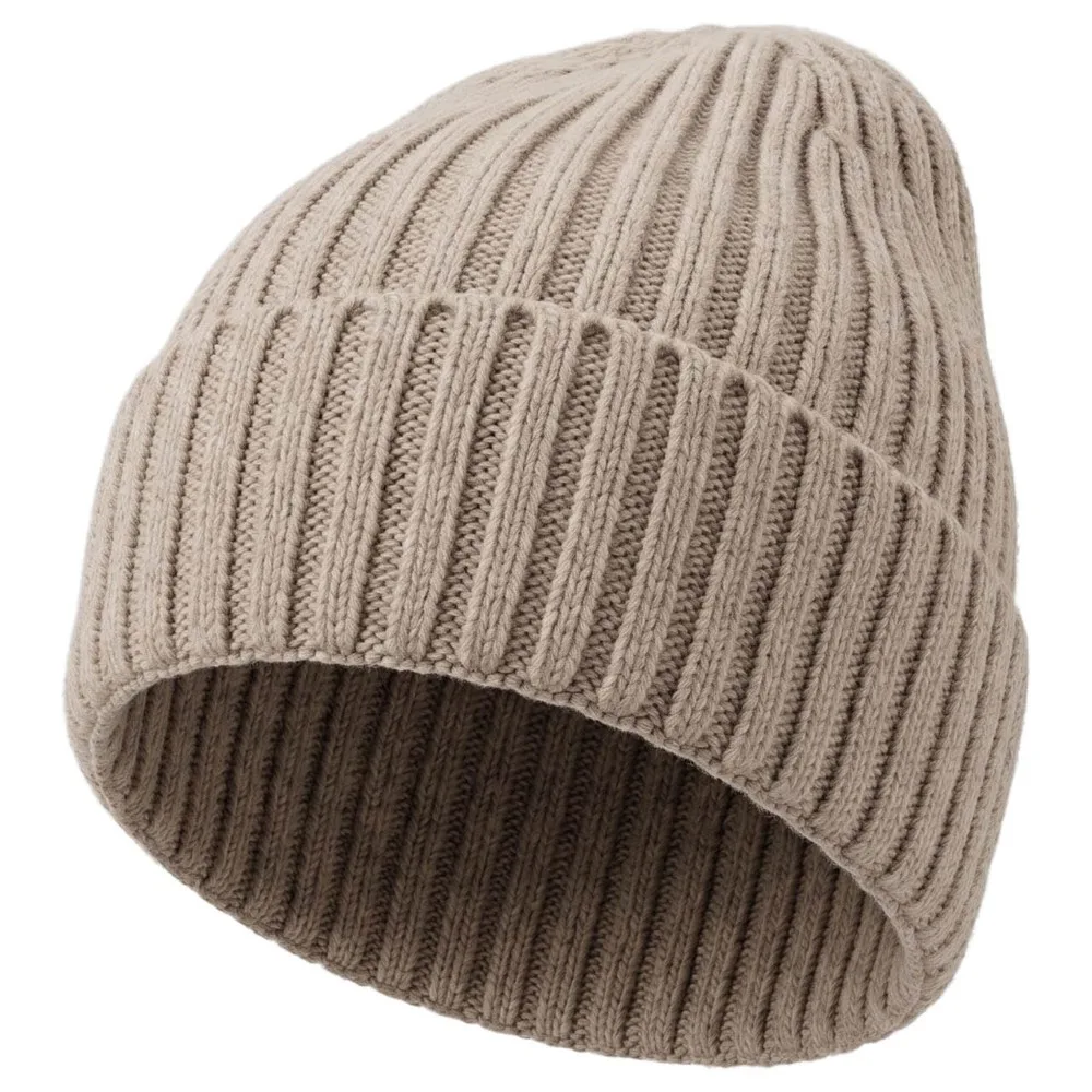 Gebreide muts 15 Merino wol beige pms cool grey2c beige - Hidalgo-werbeartikel Gebreide muts, 15% Merino wol, beige (pms cool grey2c) / beige