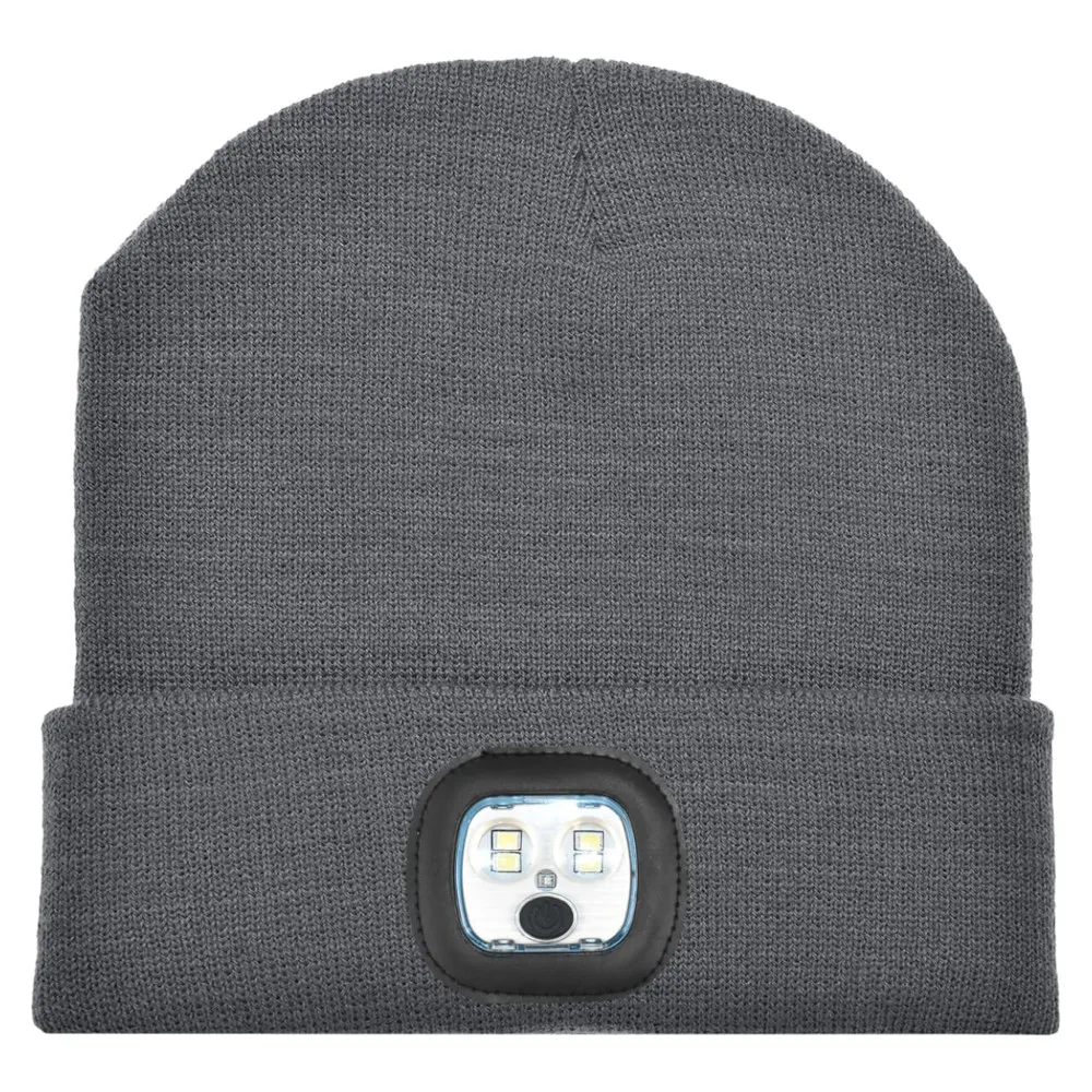 Gebreide muts met ledlamp, donkergrijs (pms cool grey 11c) / donkergrijs