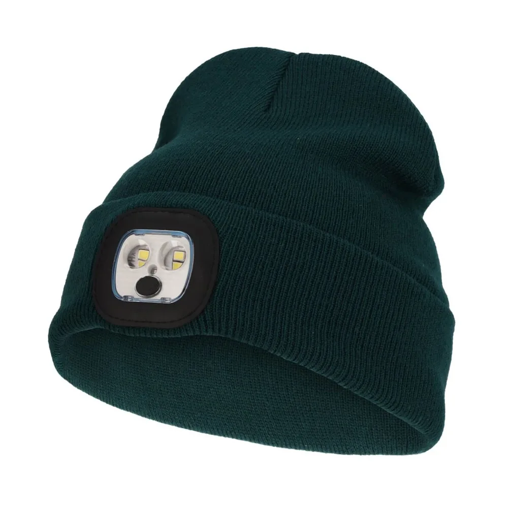Nilton's Gebreide muts met ledlamp, flessengroen (pms 3308c) / flessengroen