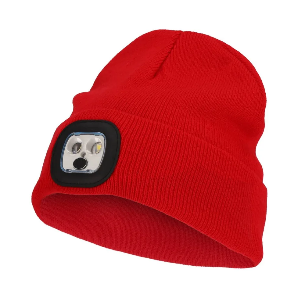 Nilton's Gebreide muts met ledlamp, rood (pms 199c) / rood